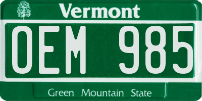 VT license plate OEM985