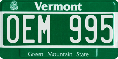 VT license plate OEM995