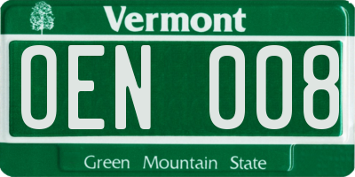 VT license plate OEN008