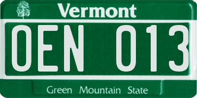 VT license plate OEN013