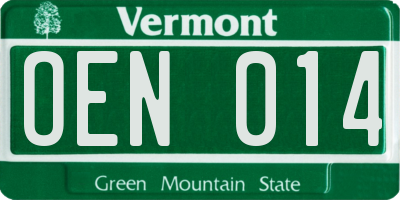 VT license plate OEN014