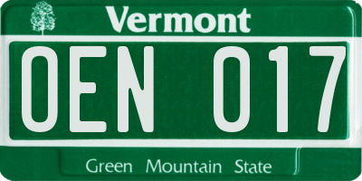 VT license plate OEN017