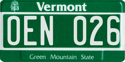 VT license plate OEN026