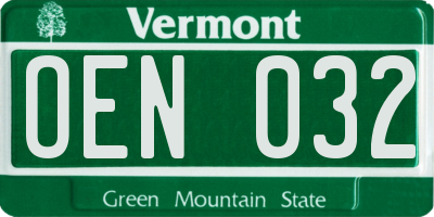 VT license plate OEN032