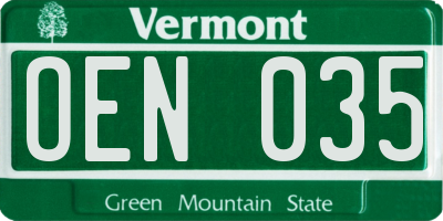 VT license plate OEN035