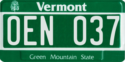 VT license plate OEN037