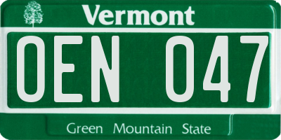 VT license plate OEN047
