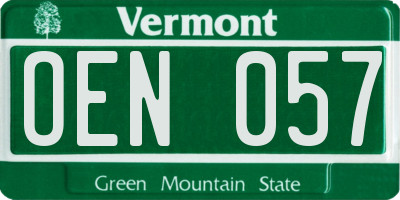 VT license plate OEN057