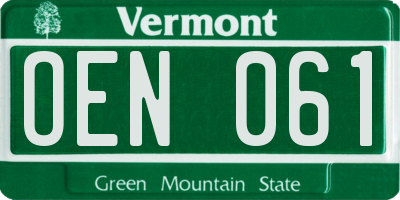 VT license plate OEN061