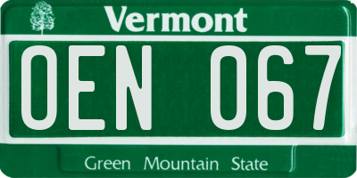 VT license plate OEN067