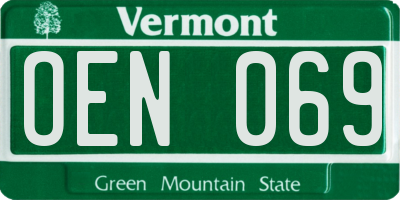 VT license plate OEN069