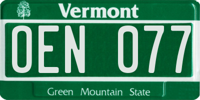 VT license plate OEN077