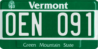 VT license plate OEN091