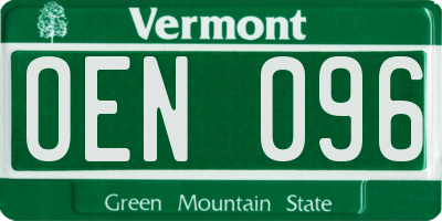 VT license plate OEN096