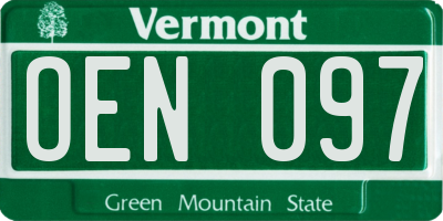 VT license plate OEN097