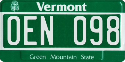 VT license plate OEN098