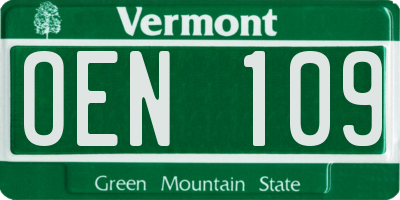 VT license plate OEN109