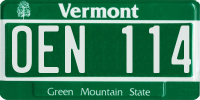 VT license plate OEN114