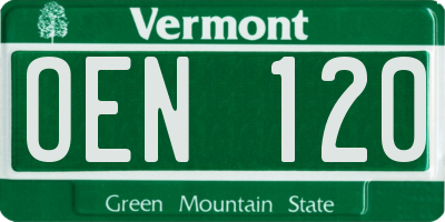 VT license plate OEN120