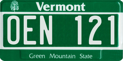 VT license plate OEN121