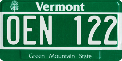 VT license plate OEN122