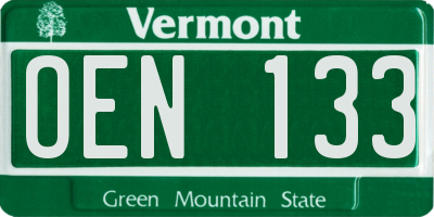 VT license plate OEN133
