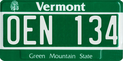 VT license plate OEN134
