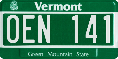 VT license plate OEN141