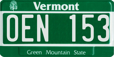 VT license plate OEN153