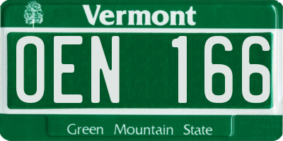 VT license plate OEN166