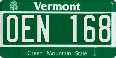 VT license plate OEN168