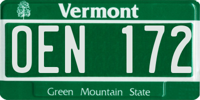 VT license plate OEN172
