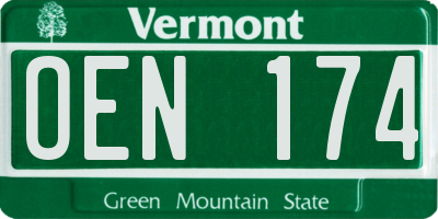 VT license plate OEN174
