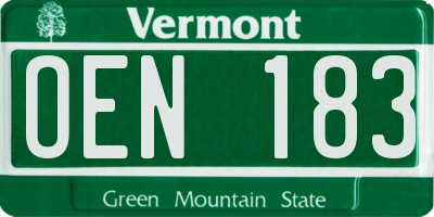 VT license plate OEN183