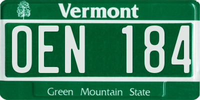 VT license plate OEN184