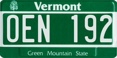 VT license plate OEN192