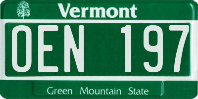 VT license plate OEN197