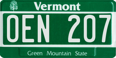 VT license plate OEN207