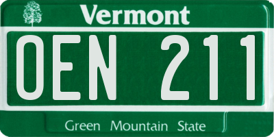 VT license plate OEN211