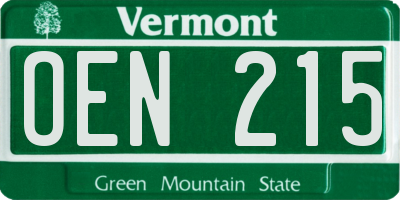 VT license plate OEN215