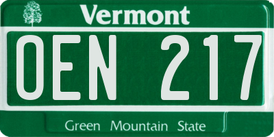 VT license plate OEN217