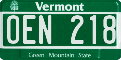 VT license plate OEN218