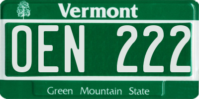 VT license plate OEN222