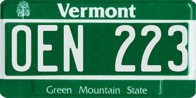 VT license plate OEN223
