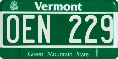 VT license plate OEN229