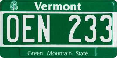 VT license plate OEN233