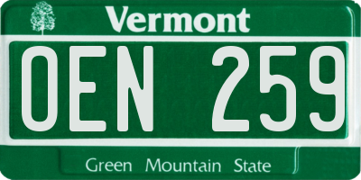 VT license plate OEN259