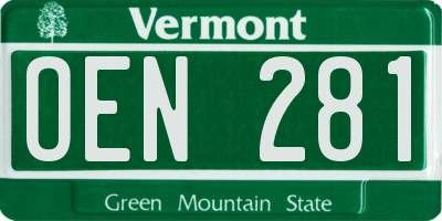 VT license plate OEN281