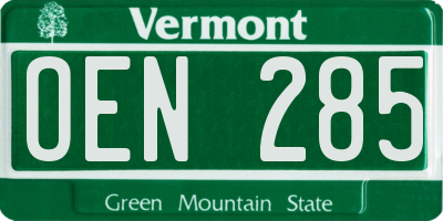 VT license plate OEN285