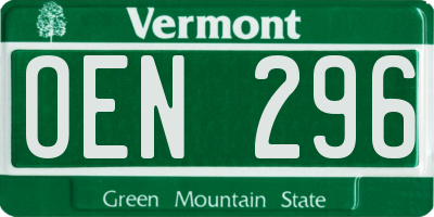 VT license plate OEN296